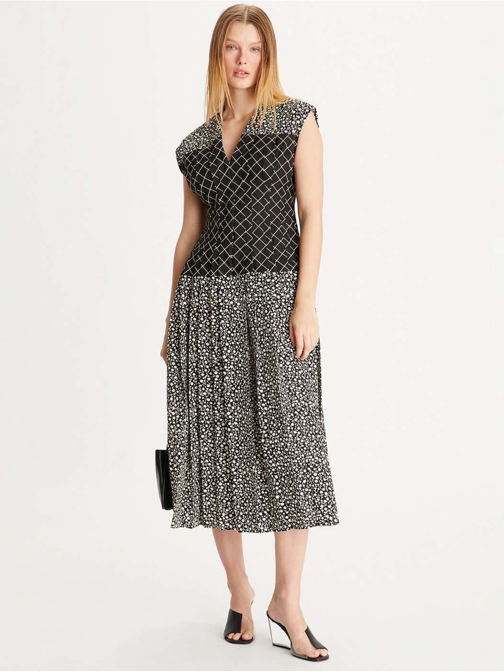 NWT $998 Tory Burch Ditsy Floral Claire Mccardell Dress In Black